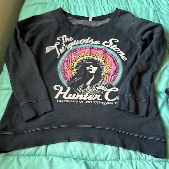 Spell oversized turquoise hunter sweatshirt XS preowned ASIS - Picture 3 of 6